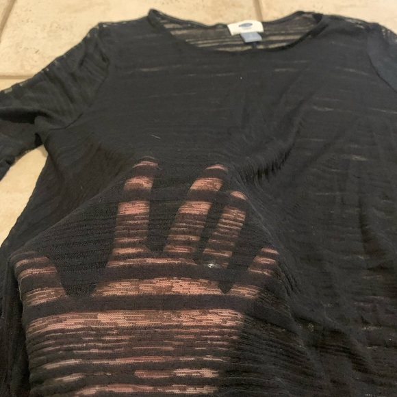 Old Navy Sheer Black Textured Long Sleeve Top - Size S - Picture 7 of 8